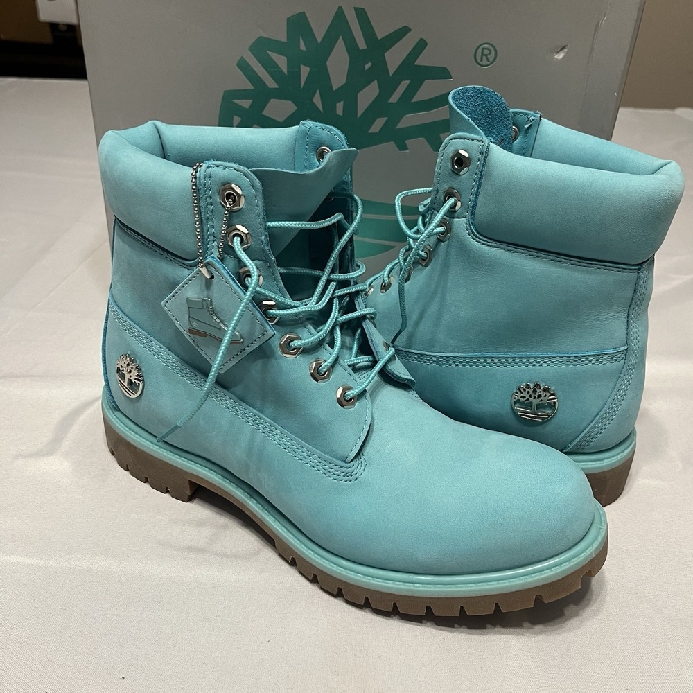 Timberland Men's 6-inch Premium Boots "Tidepool" Blue Nubuck Size 9.5 Limited